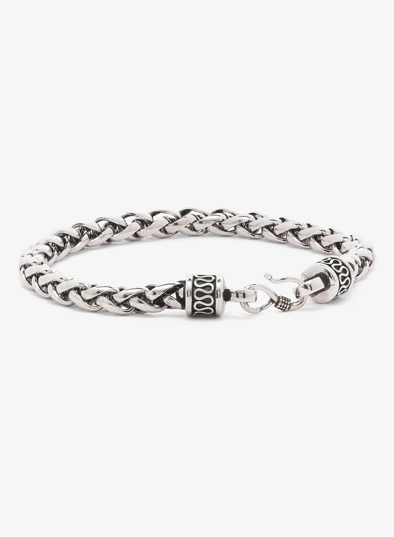 سفنتي فايف Sterling Silver Men's Byzantine Chain Bracelet